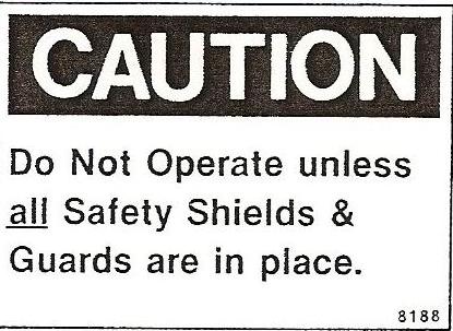 Safety PTO Pump Safety Decals Safety decals identify specific hazards and general safety.