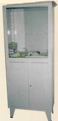 EL49 Mobile Medicine Trolley with Folding Internal Shelf Cabinet with sloping front