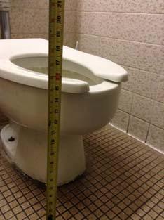 current standards Seat height measured less than 7" AFF Provide water closet per current
