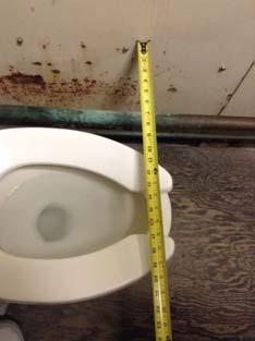 Operable parts Centerline of toilet not 7"-8" from sidewall or partition in wheel chair accessible toilet