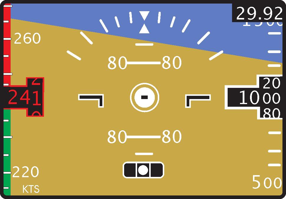 Operating Instructions In-flight screen examples (Continued) ESI-2000 Figure 3-9 depicts a display configured with heading, rotating roll pointer, airspeed
