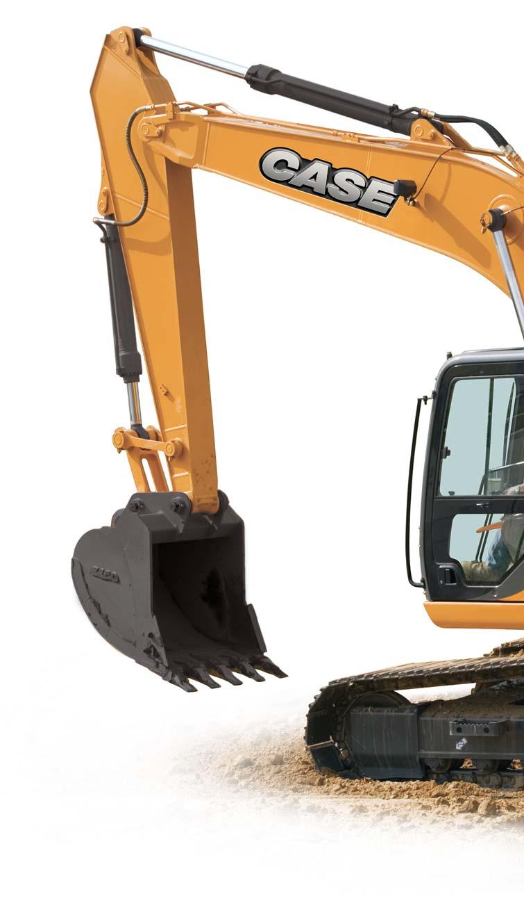 B-SERIES CRAWLER EXCAVATORS DURABILITY BUILT IN The upper-structure, redesigned to atch increased hydraulic perforance, ensures CASE legendary durability and reliability even in the toughest