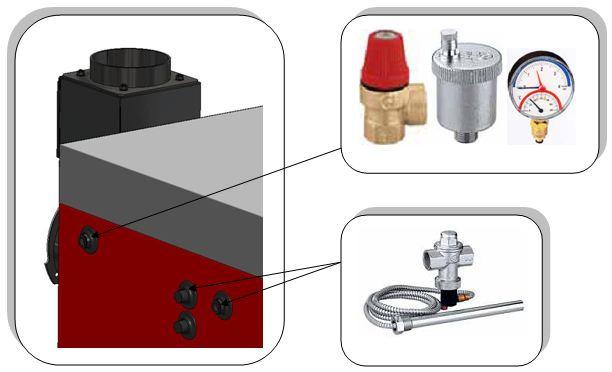 Termostati v avtomatiki kotla (slika 9) Slika 8 Prikaz mesta montaže varnostnih elementov V sami avtomatiki, ki vodi proces izgorevanja, se nahaja termostat (Slika 9).