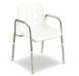 Shower Chair Height adjustable Ergonomic angled arms assist transfers Drainage slots drain water away from seating area Non-slip rubber tips Electrophoretic surface treatment to prevent rusting