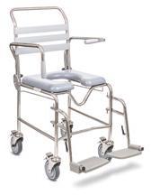 Bathroom Equipment Mobile Shower Commodes Attendant Propelled - Swing-away Footrests Non-woven comfort design backstraps providing four point access for hygiene Swing-away arms, height adjustable