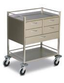 overall including castors GC0560 - SQ Series Resuscitation Cart 4 x 125mm Half width drawers 1 x Shelf with 3 Rails Full under bracing support for all shelves providing maximum stability and