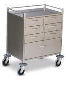 including castors GC0580 - SQ Series Resuscitation Cart 4 x 125mm Half width drawers 1 x Full width drawer 125mm 1 x Shelf with 3 Rails Full under bracing support for all shelves providing