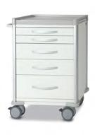 overall including castors GC0540 - SQ Series Procedure Cart 4 x 150mm Drawers 2 x 200mm Drawers Double safety folds to all shelf edges 125mm Ball bearing fork castors