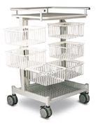 stainless steel construction Satin finish Custom sizes available Width Depth Height 800mm 300mm 650mm GF0290 - General Purpose Equipment Trolley Work surface with 3 Rails 4