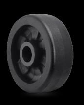 extreme high temperatures required by certain industries and applications. These easy rolling wheels will not absorb moisture and offer high load ratings and long service life.