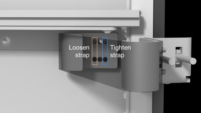 Remove the tether strap and tether strap retainer from the door.
