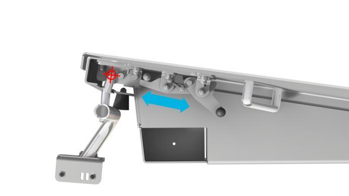 This allows the latch assembly to slide for adjustment. NOTE: Do not fully remove the nuts. Figure 1 Nut locations. 2. With the latch assembly loose, move the base plate in/out as shown in Figure 2.