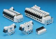 Integrated selectable internal or external pilot supply and exhaust. Optional peripheral modules. Push-in connection. DIN rail or block mounting.