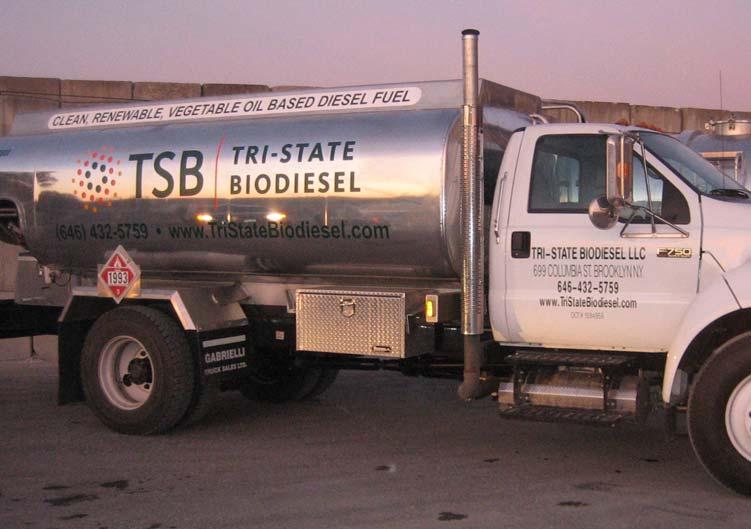 Tri-State Biodiesel Fleet Fueling Service Currently fueling over 300 heavy duty fleet trucks in the city Biodiesel fuel provided directly to