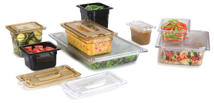 new products Carlisle Food Pans Reinforced top and bottom corners on both pan and lid helps prevent chipping and cracking Spoonable bottoms makes removal of contents easier and helps prevent food