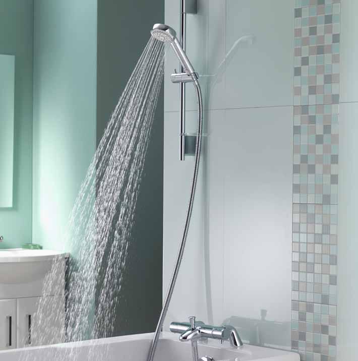 Shower High pressure and low pressure variants available Provides impressive flow rates with low pressure systems High pressure variant complete with eco stop flow control Wall mount fittings