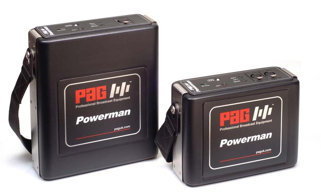 PAG Powerman Batteries. 12V to 30V 7Ah Battery Packs for Location Lighting.