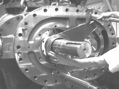 Fig. 4-10 Thrust bearing(1) Fig. 4-11 Thrust bearing(2) Fig. 4-12 Lock nut(1) Fig. 4-13 Lock nut(2) 6. Install the thrust bearing gland and hexagon socket cap screws.