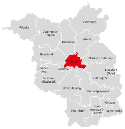 15.05.2013 5 Characteristics of the Berlin-Brandenburg region Berlin: Surface: 891 km² 3,46 Mio. Inhabitants 12 Administrative districts Brandenburg: Surface: 29 476 km² 2,5 Mio.