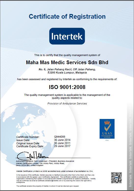 4. ISO 9001:2008 Certification in Provision of