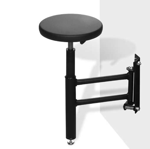 1Y Series This versatile stool is mounted to a wall or other solid vertical surface to assure that even the most challenging workstation space can have functional seating.