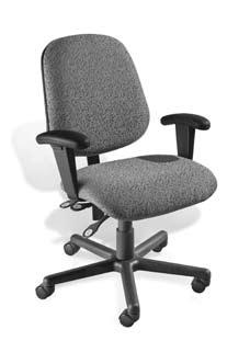 caster to caster) Seat-Height : Backrest: 18 wide x 19 high, lumbar support, plastic protective panel Seat: ergonomic, 21 wide x 19 deep x 3 thick with waterfall front, four-way contouring and