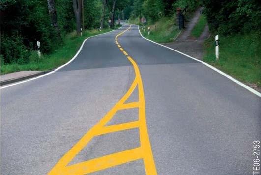 black road markings: Lane