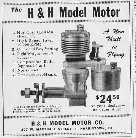 Here are two advertisements for the H&H 45 Model Motor found in the January