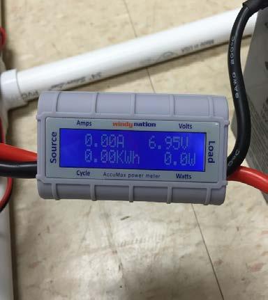 inverter. By doing this we were capable of moving an in-line multimeter before and after the battery to measure charging and discharging characteristics.