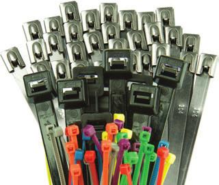 BUNDLING Cable Ties and Accessories 70 74 Hook and Loop Strapping 74 Stainless Steel Cable Ties 74 Adhesive Ribbon Cable Clip 75 Christmas Tree Plug 75 Coloured Cable Ties 75 Nylon Cable Tie Mounts