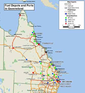 Domestic refined products are then distributed to depots, or direct to customers. Depots providing intermediate storage are dispersed throughout Queensland (see Figure 6).