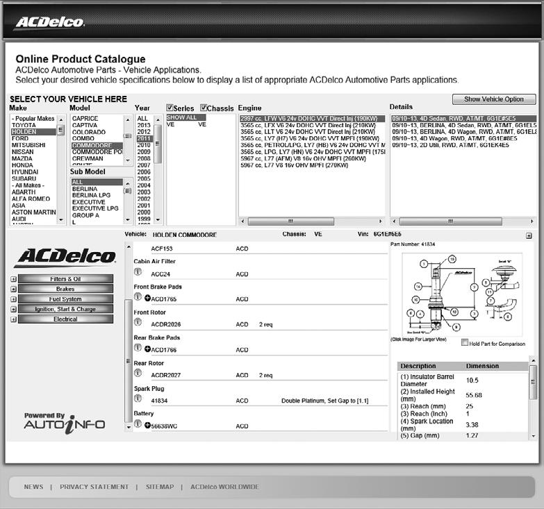 vehicle by using the ACDelco Online