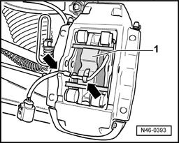indicator wire from brake caliper housing and retaining spring - 1 -. Remove retaining spring.