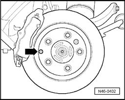 Fig. 185: Removing Cable Sleeve From Mount Note measured value. Loosen nut - 1 - until brake cables can be disengaged from compensator bracket. Remove cable sleeve from mount.