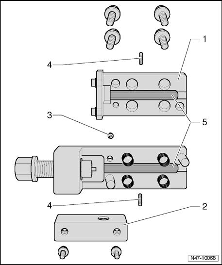 *The threaded pins (in shaft and at sides) are set and must not be adjusted! Flaring tool - assembly overview 7 Flaring jaws VAS 6056/7 Fig.
