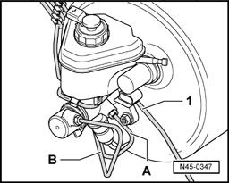 Fig. 28: Connection Of Brake Lines From Master Brake Cylinder To Hydraulic Unit (2 Of 2) ABS hydraulic control unit,
