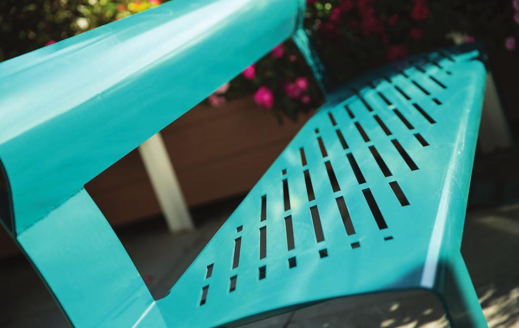 METAL seating & tables Capture the looks that encourage passersby to sit down and stay awhile with Tectura Designs bold and durable coated-steel