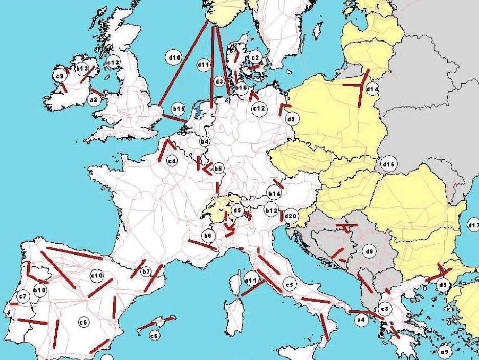 Identified bottlenecks in Europe, 2001 European bottlenecks are mainly cross-border and cross-sea ABB Power