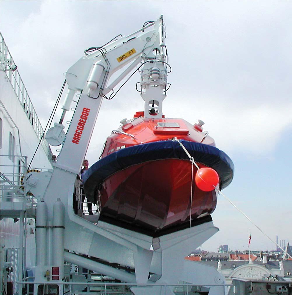 Davits can make use of optional shock absorbers, heave compensation and/or constant tension features for safer
