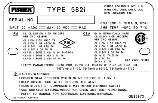 358, 58i, and 3583 Instruction Manual Loop Schematics/Nameplates This section includes loop schematics required for wiring of intrinsically safe installations.