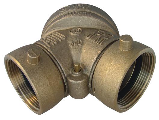 EXPOSED FIRE DEPT. INLET CONNECTIONS-CLAPPER TYPE 5710-5734 SPECIFICATIONS TWO-WAY WITH SINGLE CLAPPER Cast brass two-way inlet body, swing clapper and pin lug swivel.