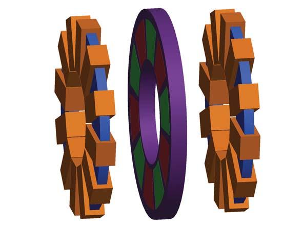 There are two different stator configurations, one of which is the slotted stator with overlapped or concentrated windings shown as Figure 2.