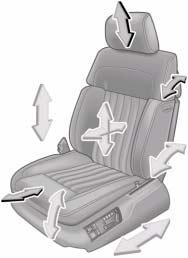 Seats 18-way seat (optional) In addition to the functions on the 12-way seat, the 18-way front seats has the following functions: 3 1 electric recline adjustment 1 2 extendible seat cushion 3 head