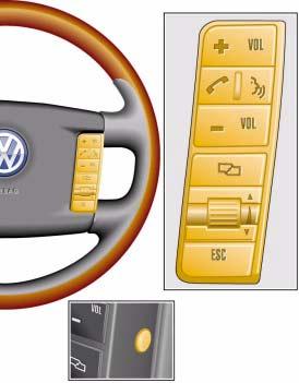 The steering wheel buttons are connected to the control unit for steering column electronics which transmits data via the convenience CAN databus to the dash panel insert or the control unit, and the
