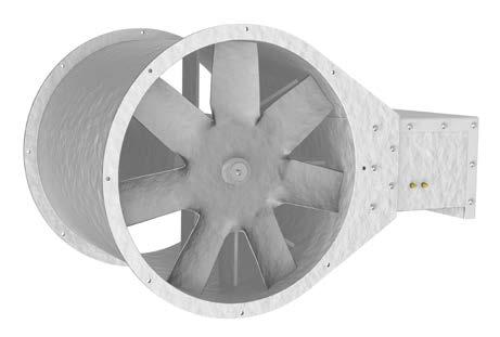 Tubeaxial Model TFBD Model VTFBD Type TF Vaneaxial Adding a vane section to the Model TFBD tubeaxial fiberglass axial flow fan converts it to a Model VTFBD vaneaxial fan for improved performance.