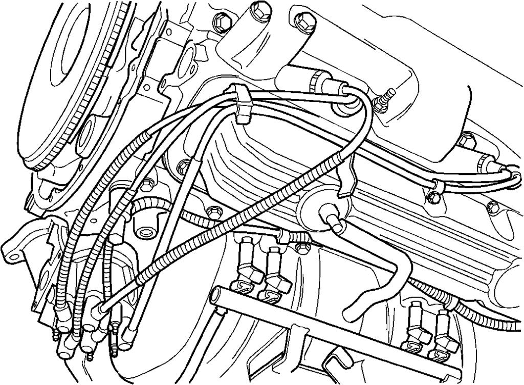 18-48-98-4- 2. No. 8 Cylinder Plug Wire Routing (Figure 3) A. Remove the No. 8 cylinder plug wire from the distributor cap tower terminal. B. Remove the No. 8 cylinder plug wire from the five-wire clip located at the lower rear of the valve cover.