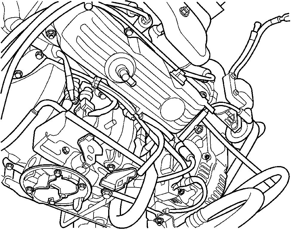 MAKE SURE THE NO. 5 CYLINDER PLUG WIRE IS SECURE AND AWAY FROM THE NO. 7 CYLINDER PLUG WIRE. MAKE CERTAIN IT WILL NOT FALL DOWN AND CONTACT THE CYLINDER HEAD AND/OR EXHAUST COMPONENTS. 3.9L ENGINE 1.