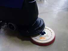 First, start by placing the pad driver or brush on the floor in front of the S-20/S-24XM scrubber. 1 2 3 4 Turn the unit on using the power key switch.