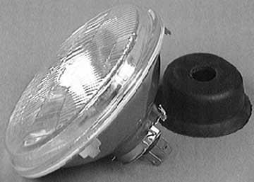 Chrome plated 5-3/4" headlight with lens reflector unit, halogen
