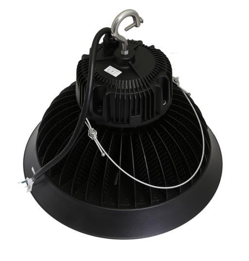 Round High Bay This sturdy, lightweight powder-coated black steel fixture has a patented heat sink and easy hook mount design with safety wire.